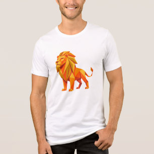 En Tri-matière T-shirt graphique lion géométrique origami moderne