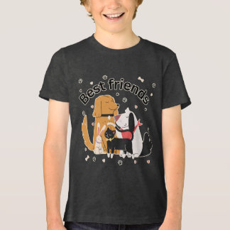 En Tri-matière T-shirt graphique pour enfants avec des animaux mi