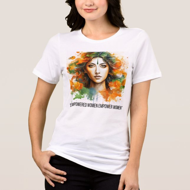 En Tri-matière T-shirt graphique pour femmes | Impression d'art f (Recto)