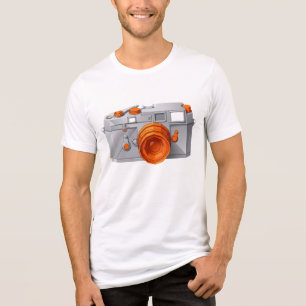 En Tri-matière T-shirt graphique rétro origami appareil photo géo