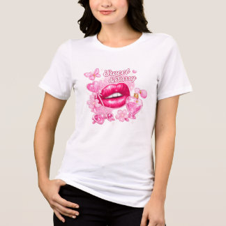 En Tri-matière T-Shirt Graphique Rose Coquette Sweet & Sassy | Y2