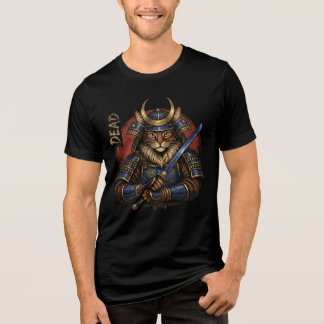 En Tri-matière T-Shirt Guerrier Chat Samouraï | Illustration Armu