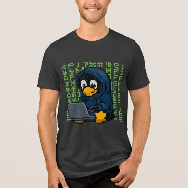 En Tri-matière T-Shirt Hacker Manchot IT Design – Geek Tech (Recto)