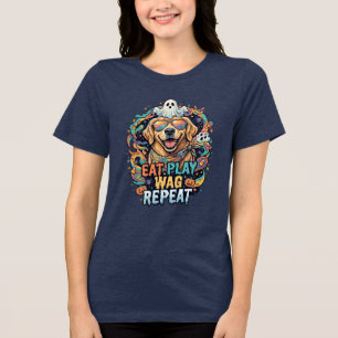 En Tri-matière T-shirt Halloween Chien Rétablisseur Doré Mignon e