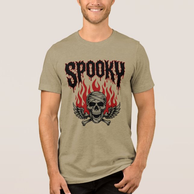 En Tri-matière T-Shirt Halloween Crâne Effrayant (Recto)