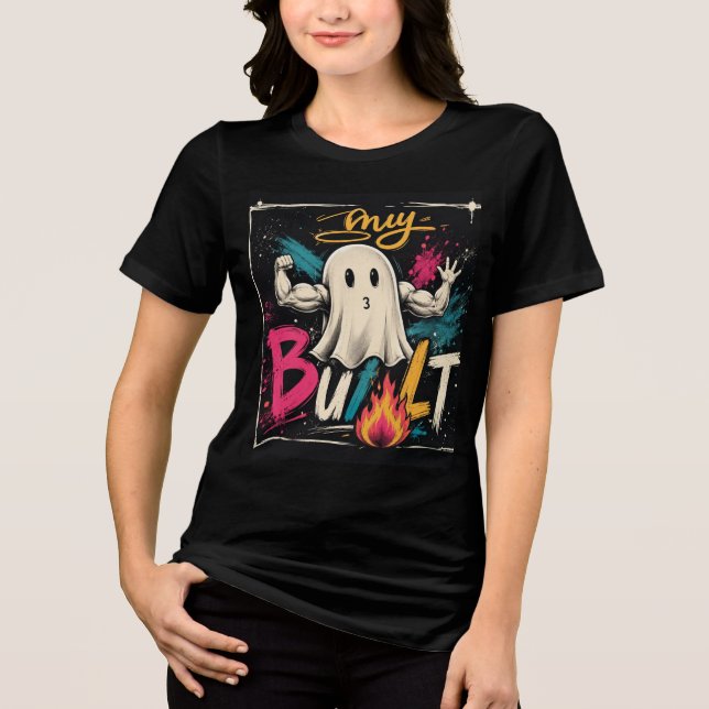 En Tri-matière T-shirt Halloween Fantôme Mignon  (Recto)