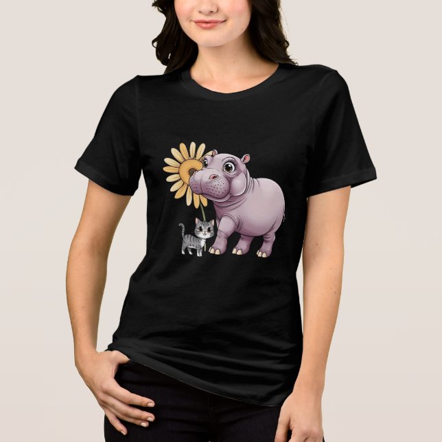 En Tri-matière T-shirt Hippo et Chat Chats-a-Tonic (Style 1) (Recto)