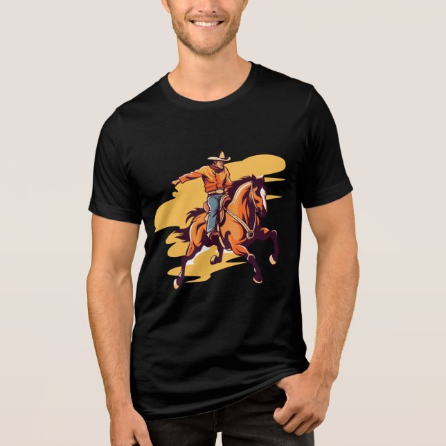 En Tri-matière T-Shirt Illustration de Rodéo Occidental (Recto)