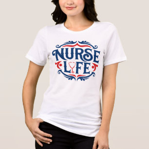 En Tri-matière T-Shirt Infirmière Life Retro Badge Jour des Infir