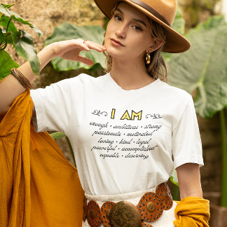 En Tri-matière T-shirt Inspirant avec Affirmations « Je Suis »