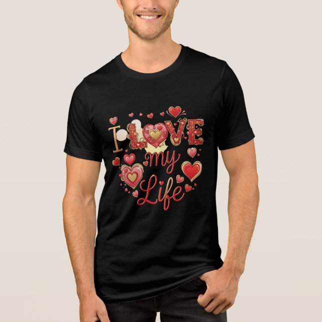 En Tri-matière T-shirt inspirant "I LOVE My Life" pour hommes (Recto)