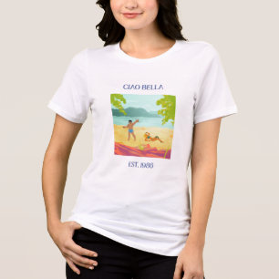 En Tri-matière T-shirt italien luxe Ciao Bella pour femmes Dolce