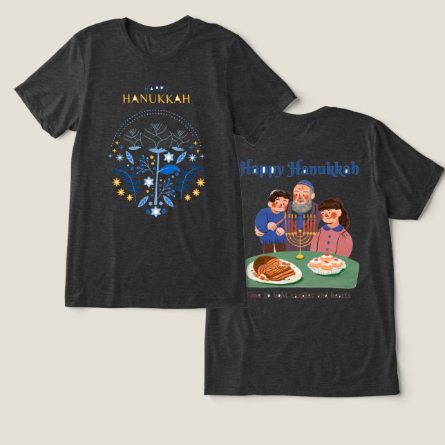 En Tri-matière T-Shirt Joyeux Hanoukka (Design Recto & Verso)