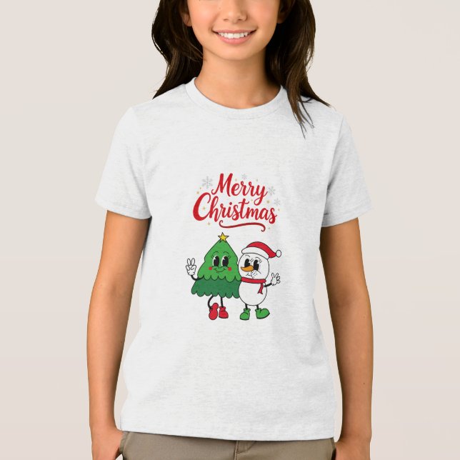 En Tri-matière T-shirt Joyeux Noël pour enfants nouvel an (Recto)