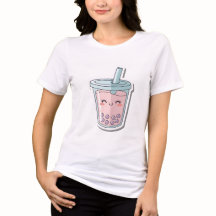 T-shirt Kawaii Pink Boba Tea | Bulle souriante mig