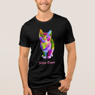 En Tri-matière t-shirt kitten power