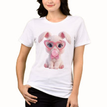 T-shirt Lapin Mignon avec Bubble Gum