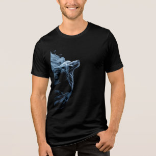 En Tri-matière T-Shirt Loup Fumée Bleue Graphisme de Loup Mysti
