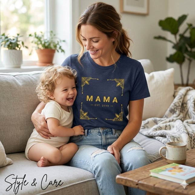 En Tri-matière T-Shirt Mama Tri-Blend Navy Douce avec Style Éléga (Soft Navy Tri-Blend Mama T-Shirt with Sleek Style Shirt)