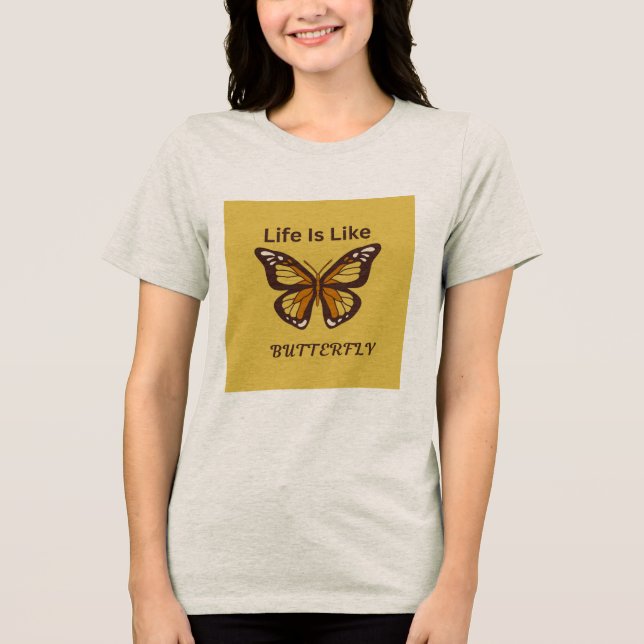 En Tri-matière T-shirt marron design papillon rétro (Recto)