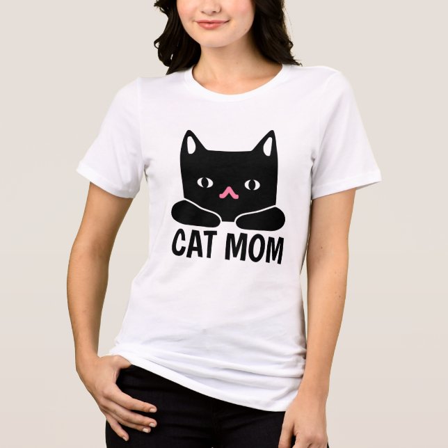En Tri-matière T-shirt MÈRE DE CHAT MIGNON CHAT NOIR (Recto)
