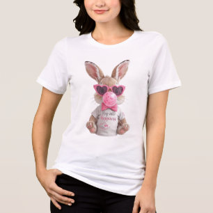 En Tri-matière T-Shirt Mignon Lapin Bubble Gum