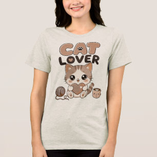 En Tri-matière T-shirt mignon pour amateur de chat kawaii T-shirt