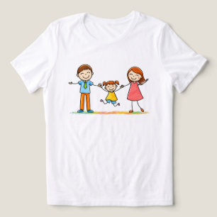 En Tri-matière T-Shirt Minimaliste Bonheur de Famille qui saute
