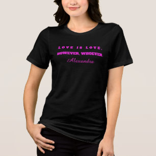 En Tri-matière T-Shirt Noir Personnalisé Mois de la Fierté - Rose