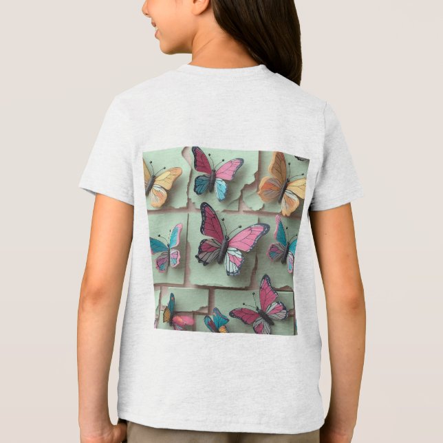 En Tri-matière T-shirt papillon à l'aquarelle Dreamy pour enfants (Verso)