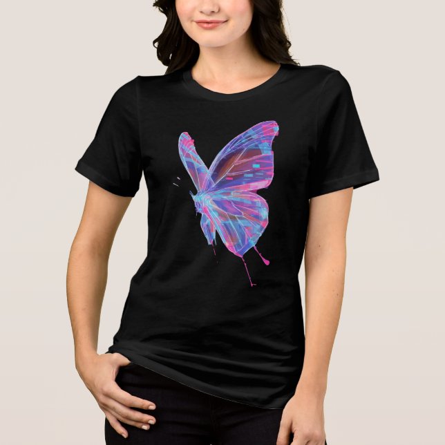 En Tri-matière T-Shirt papillon coloré. (Recto)