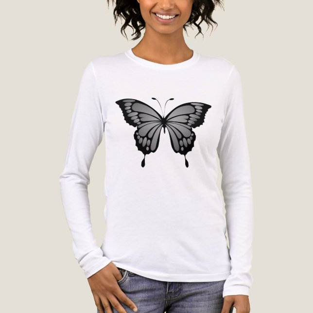 En Tri-matière T-Shirt Papillon Gris -  (Recto)