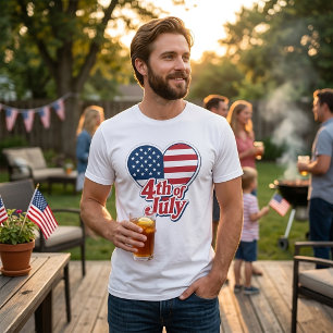 En Tri-matière T-shirt patriotique avec cœur et drapeau américain