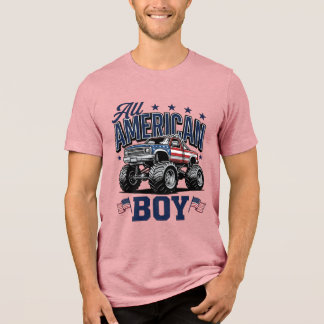En Tri-matière T-shirt patriotique vintage camion monstre garçon