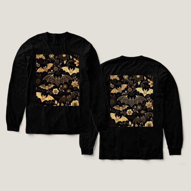 En Tri-matière t-shirt pattern with golden bats (Motif recto et verso)