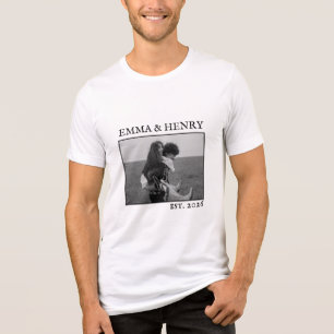 En Tri-matière T-shirt personnalisé avec photo de couple, typogra