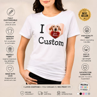 En Tri-matière T-shirt personnalisé J'aime mon animal de compagni