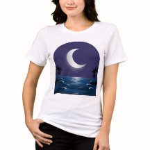 T-Shirt Plage de Nuit – Silhouette au Clair de Lun