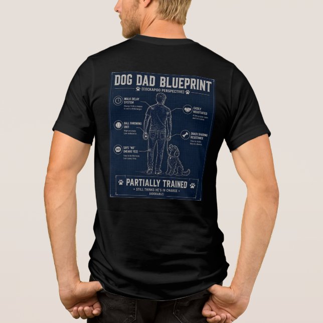 En Tri-matière T-Shirt Plan Blueprint Papa Chien Cockapoo (Verso)