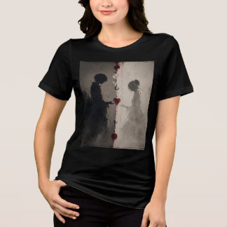 En Tri-matière T-Shirt pour couples artistiques silhouette d'amou