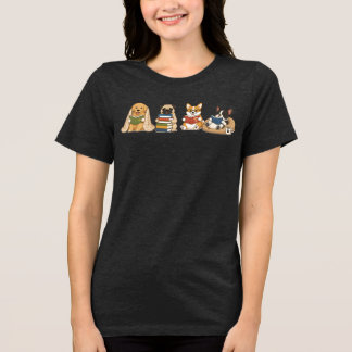 En Tri-matière T-shirt pour enseignant Chiens de lecture mignons