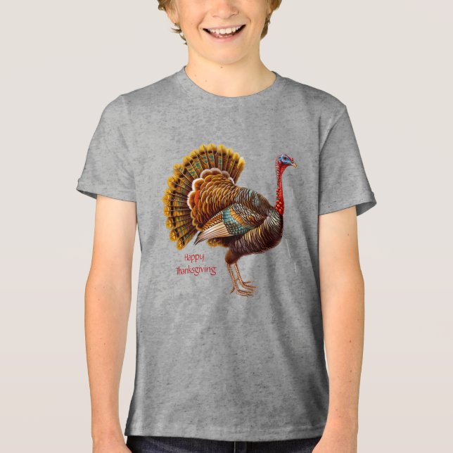 En Tri-matière T-Shirt pour garçons de Turquie Thanksgiving (Recto)