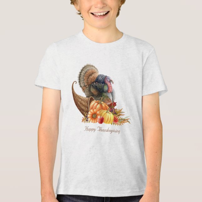 En Tri-matière T-Shirt pour les garçons Cornucopia Thanksgiving (Recto)