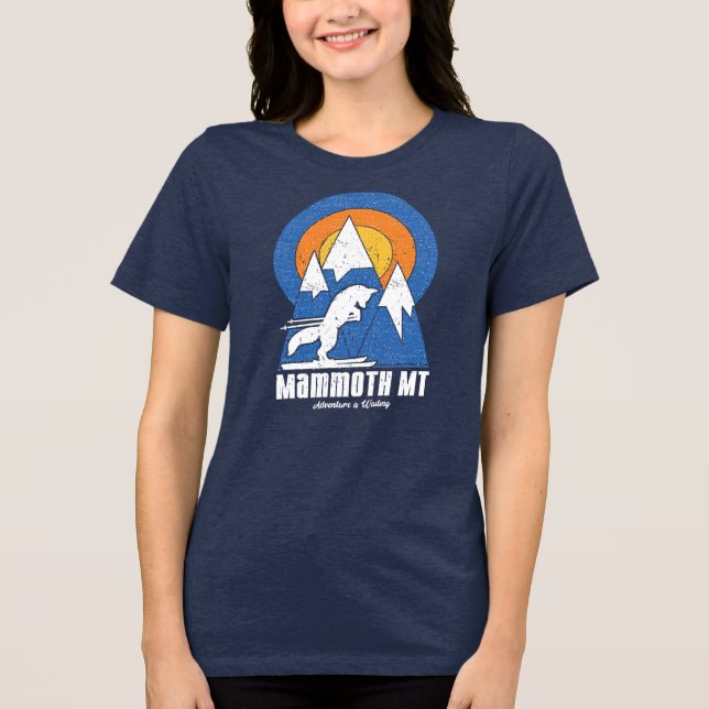 En Tri-matière T-shirt Retro Mammoth Mountain Ski White Fox (Recto)