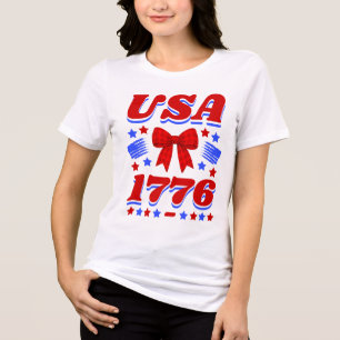 En Tri-matière T-Shirt rétro USA 1776 nœud papillon rouge à carre