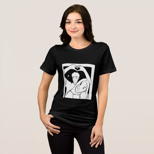 En Tri-matière T-Shirt Romantique Couple Illustration - Joli Amou (Recto plein)