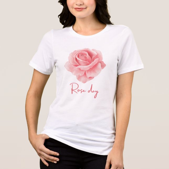 En Tri-matière T-shirt Rose douce "Rose Day" (Recto)
