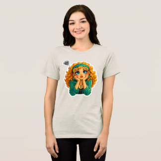En Tri-matière T-Shirt Rosie Max Cartoon Girl – Joli Orange Boucl