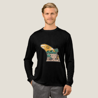 En Tri-matière T-Shirt Scène de Plage Rétro Surf Fin
