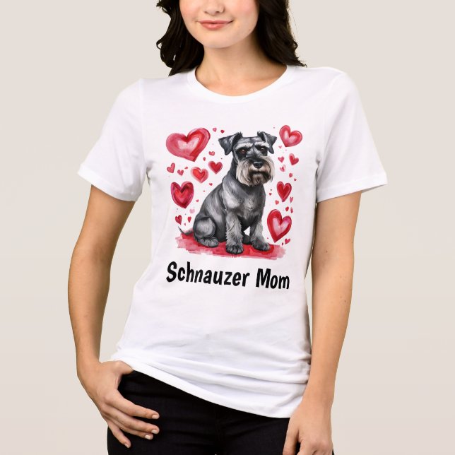 En Tri-matière T-Shirt Schnauzer et Cœurs (Recto)